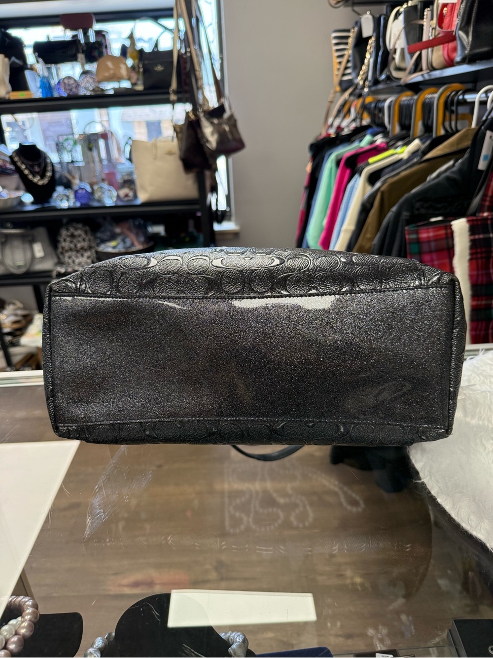 Coach Ava Tote bag metallic signature embossed logo pattern - Picture 4 of 13